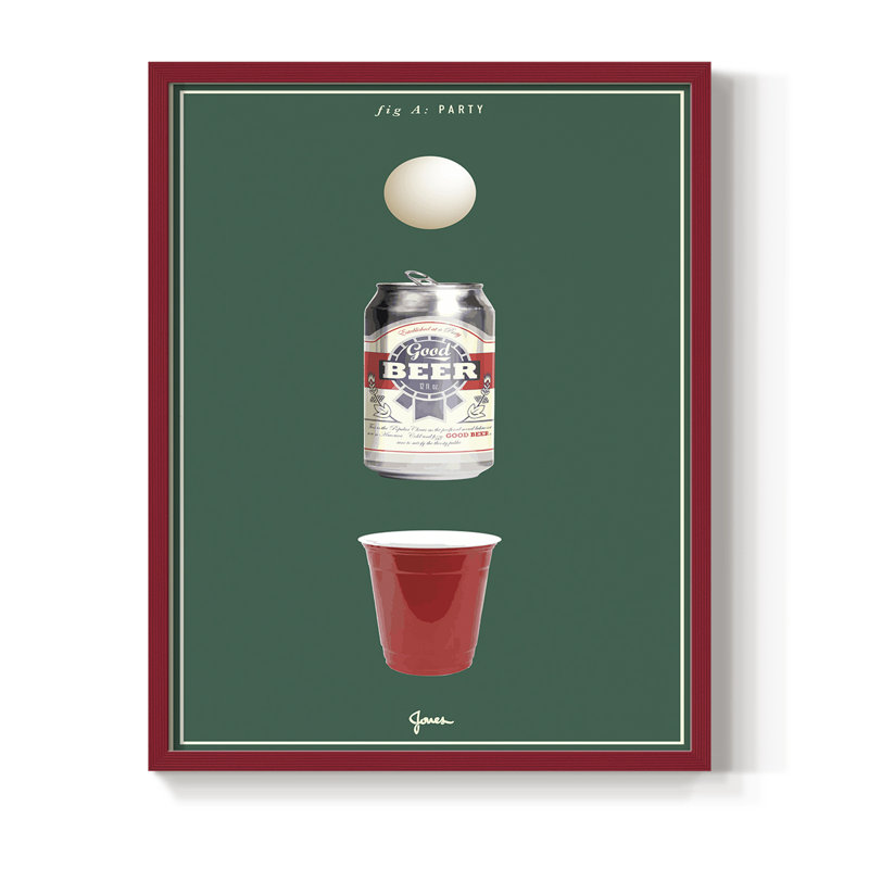 Fig. A: Reproduction encadrée de fête - bois massif, Rouge, H 10 po x l 8 po