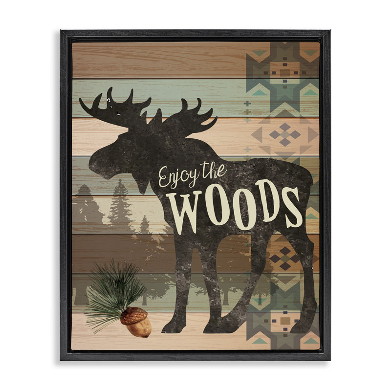 Orignal à motif Enjoy The Woods, H 21 po x l 17 po, Cadre flottant noir de jais