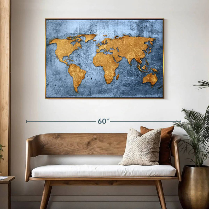 Azure World Luro, 46 po x 31 po, Cadre flottant doré