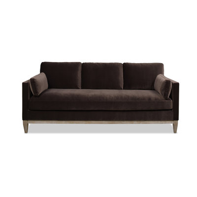 Knox 84" Modern Farmhouse Sofa in Deep Brown Performance Velvet with Feather-Down Blend Cushions