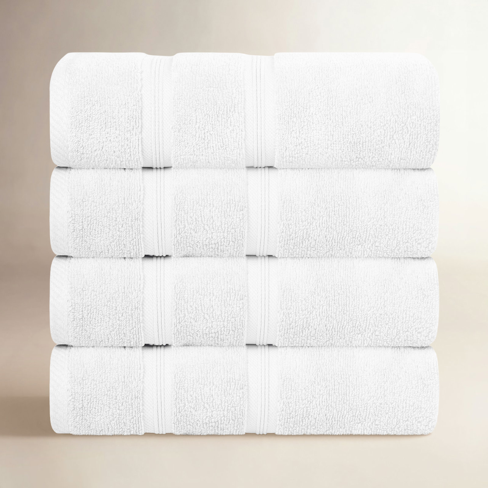 4-Piece Zero-Twist Cotton Towel Set, White