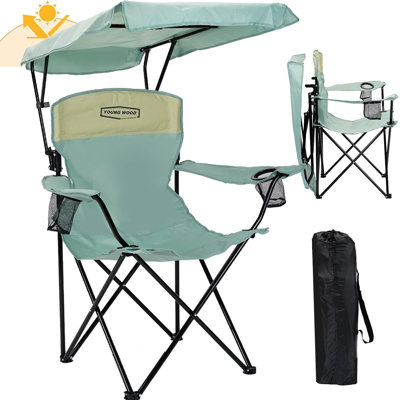 Chaise de plage portable avec auvent et abat-jour, pliable, surdimensionné pour tous, facile à ouvrir et à fermer sans installation, poche latérale pour toutes les activités de plein air, bleu