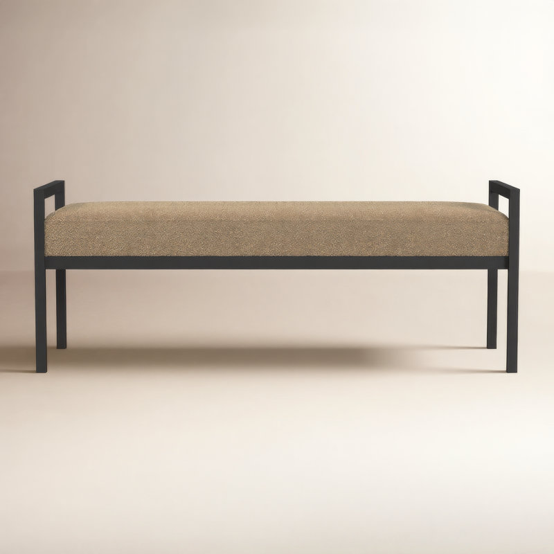 Loxe Teddy Upholstered Bench, Brown Boucle