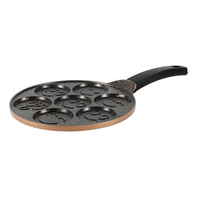 Serenk 10.2" Cast Aluminum Smiley Face Mini Pancake Maker with Non-Stick Granite Coating