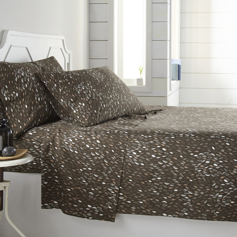 Vilano Choice Floral Microfiber Sheet Set, California King, Brown
