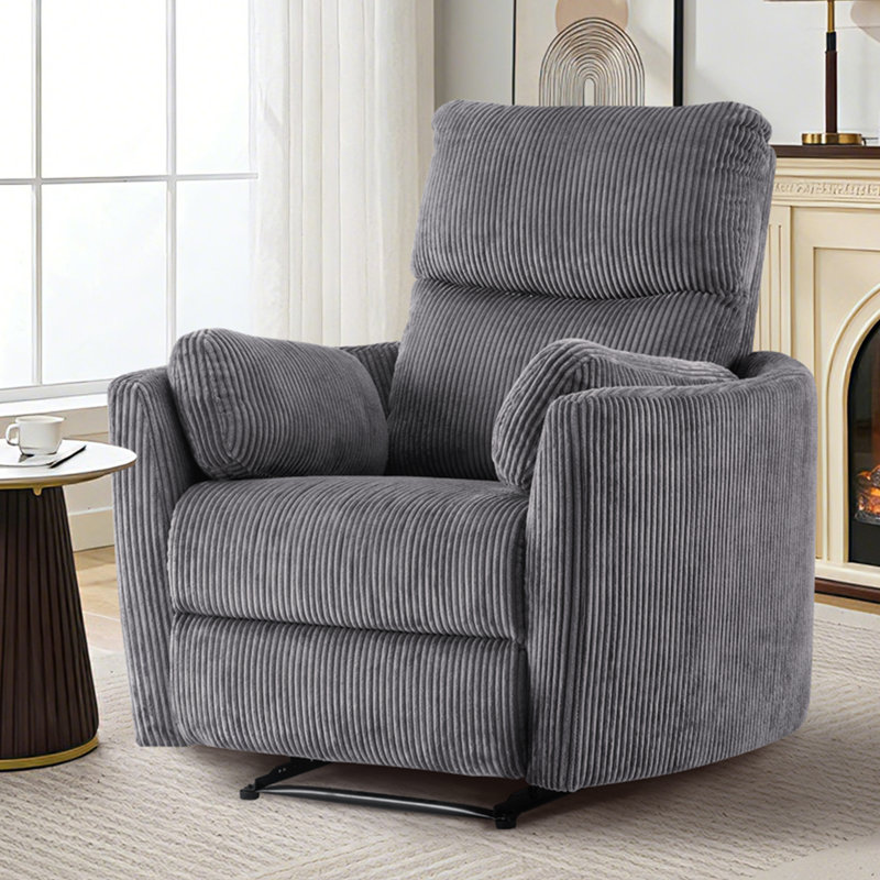 37.8 W Chenille Recliner Chair for Living Room, Manual Recliner with 150° Wide Angle & Rock, Oversized Comfort Seat, Compact Accent Chair for Small Spaces,  Bedroom