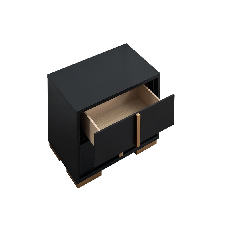 Steeler BB6F70EB489C45919EE4CF254E68DE96 NIGHTSTAND , Black/Gold