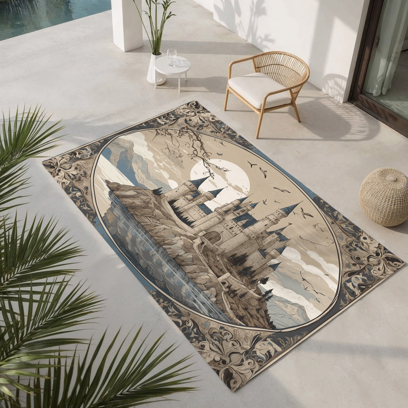 Tapis intérieur et extérieur Ethereal Castle, Rectangle 5 pi x 7 pi