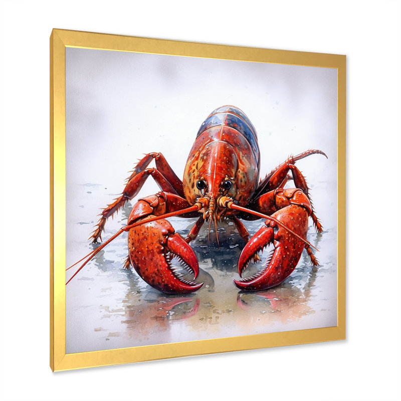 " Freshwater Crayfish IV ", Gold Single Picture Framed, 24" H x 24" W x 1" D