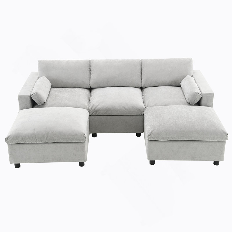 Comfortable U-Shaped Sectional Sofa with Storage and Versatile Design for Relaxation, Grey