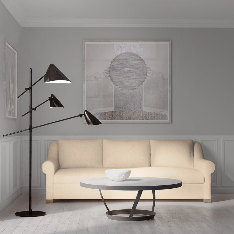 Canapé Thompson, H 32 po x l 96 po x P 41 po, Velours moelleux blanc, Ébène