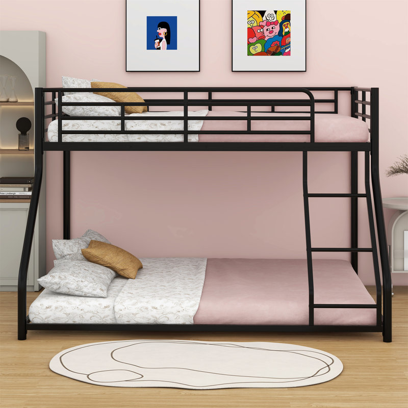 Metal Floor Bunk Bed, Twin XL Over Queen