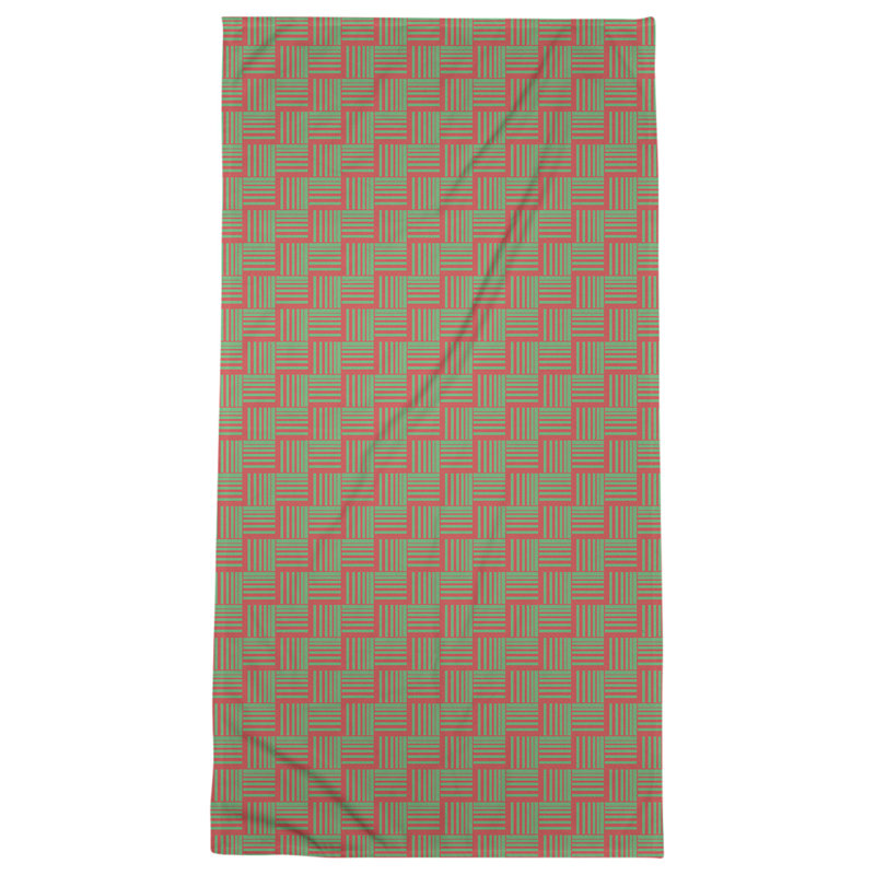 Bath Towel, Green/Red, Poly/Cotton