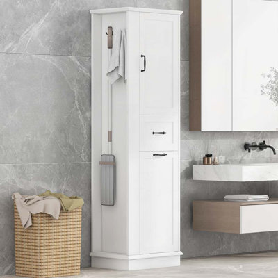 Armoire de rangement pour salle de bain avec compartiment inclinable, tablettes réglables