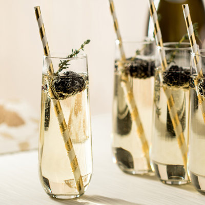 Libbey Stemless Champagne Flute Glasses, 9 oz.