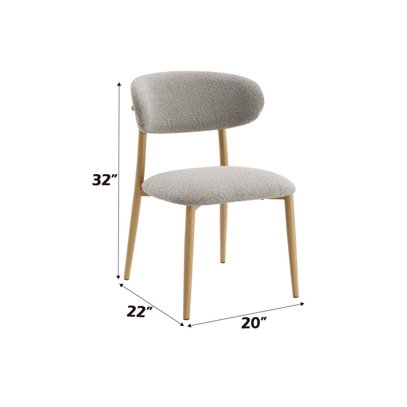 Grey Boucle Finish Side Chair,Set Of 2