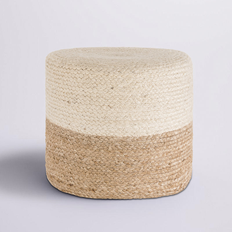 18" Wide Natural Jute Pouf Ottoman Hand-Braided Round Farmhouse Footrest Pouffe Floor Cushion For Living Room Bedroom(18" L*18" W*16" H)