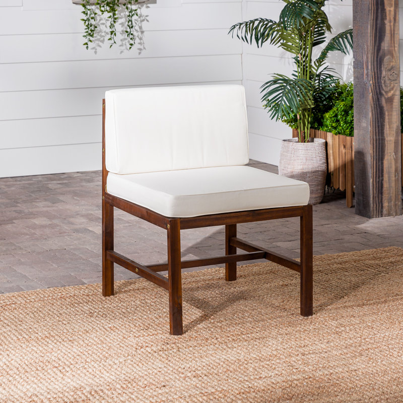 Chaise de patio avec coussins, Marron foncé, Crème