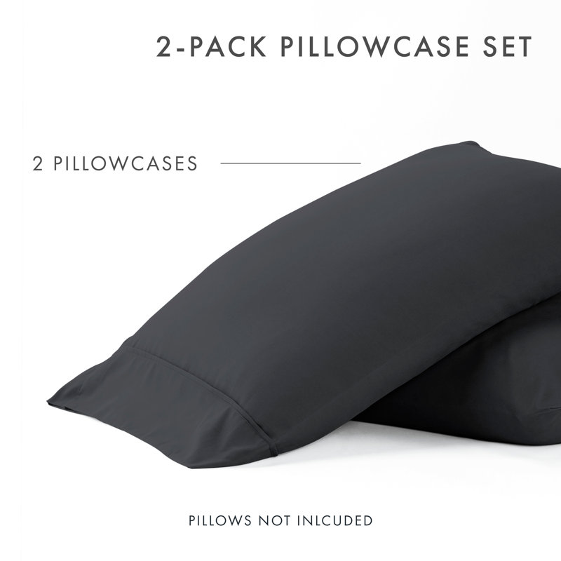 Ensemble de 2 taies d'oreiller en microfibre ultra douce, Noir, Taie d’oreiller standard