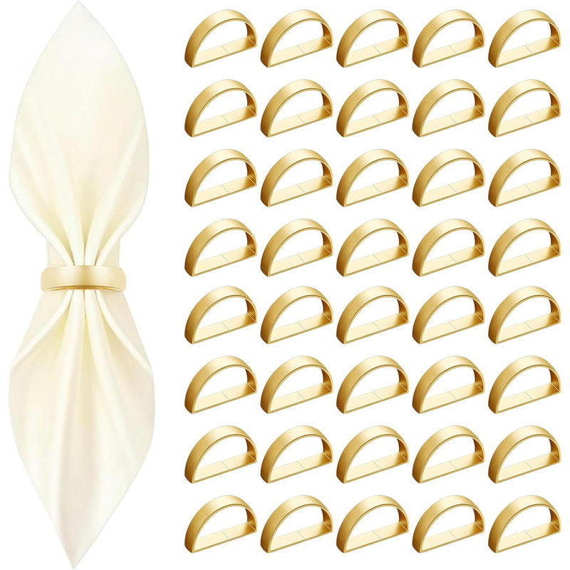 40 anneaux de serviette dorés 40 pièces - anneau de serviette en métal