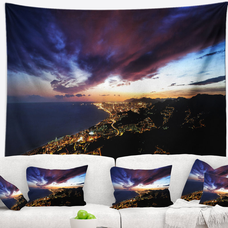 Tapisserie de paysage urbain de Barcelone, H 78 po x l 92 po