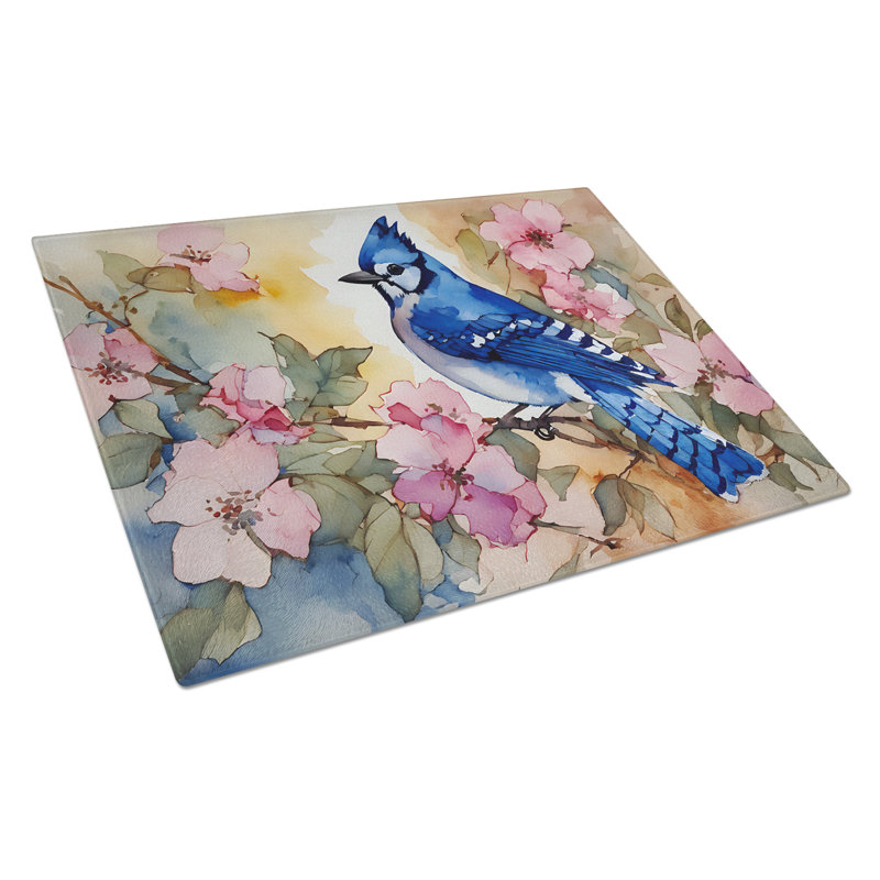 Blue Jay Glass Cutting Board