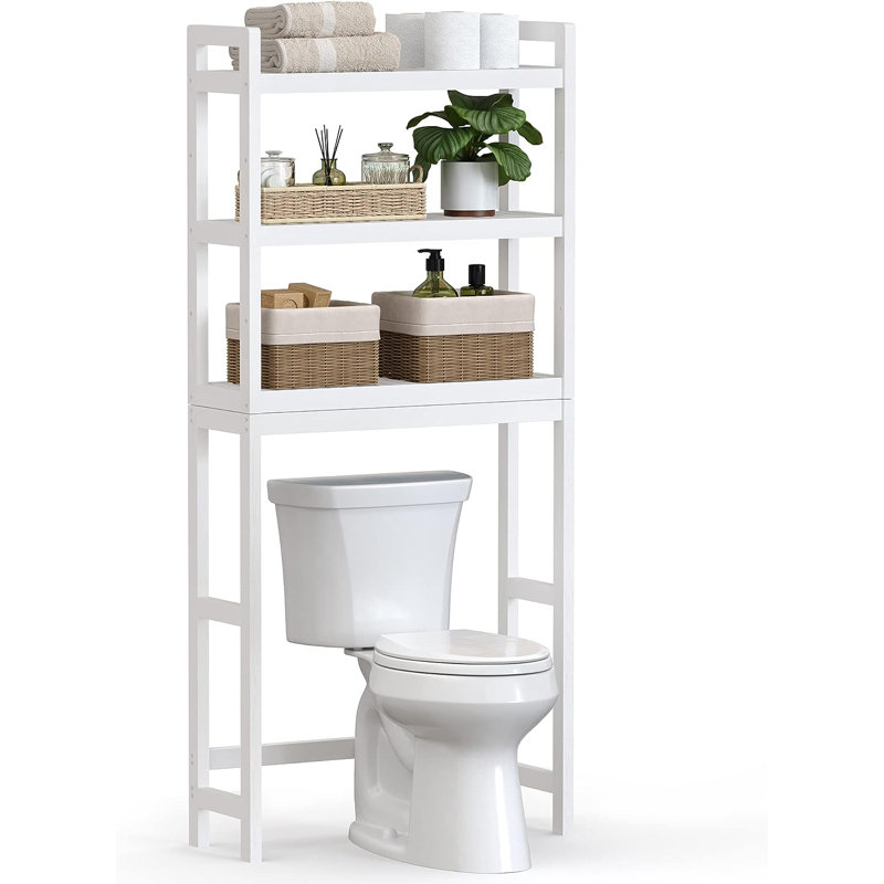 Rangement au-dessus de la toilette en bambou Mielle, Blanc