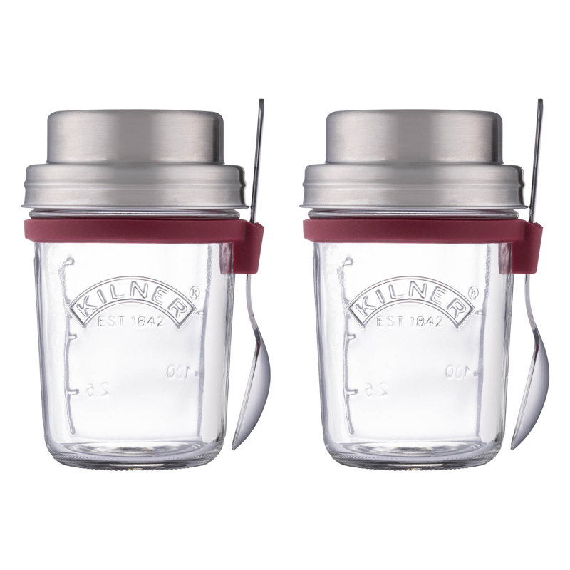 Kilner On The Go Glass Breakfast Jar 0.35L Set of 2