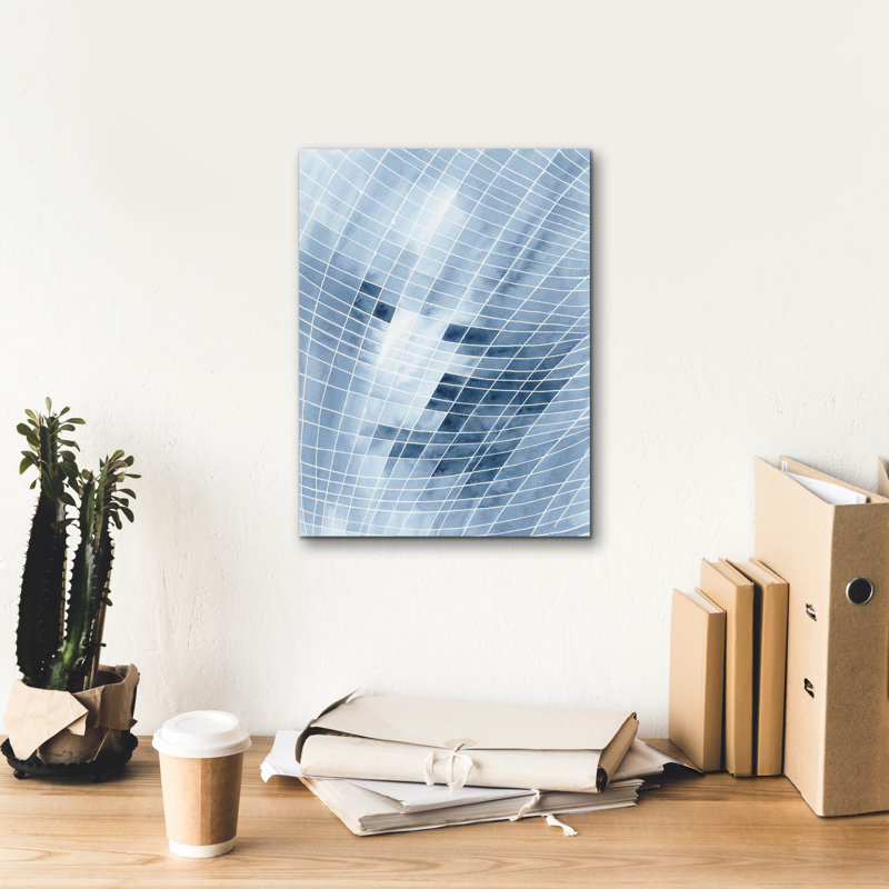 «Blue Grid I» par Regina Moore, H 16 po x l 12 po x P 0,75 po