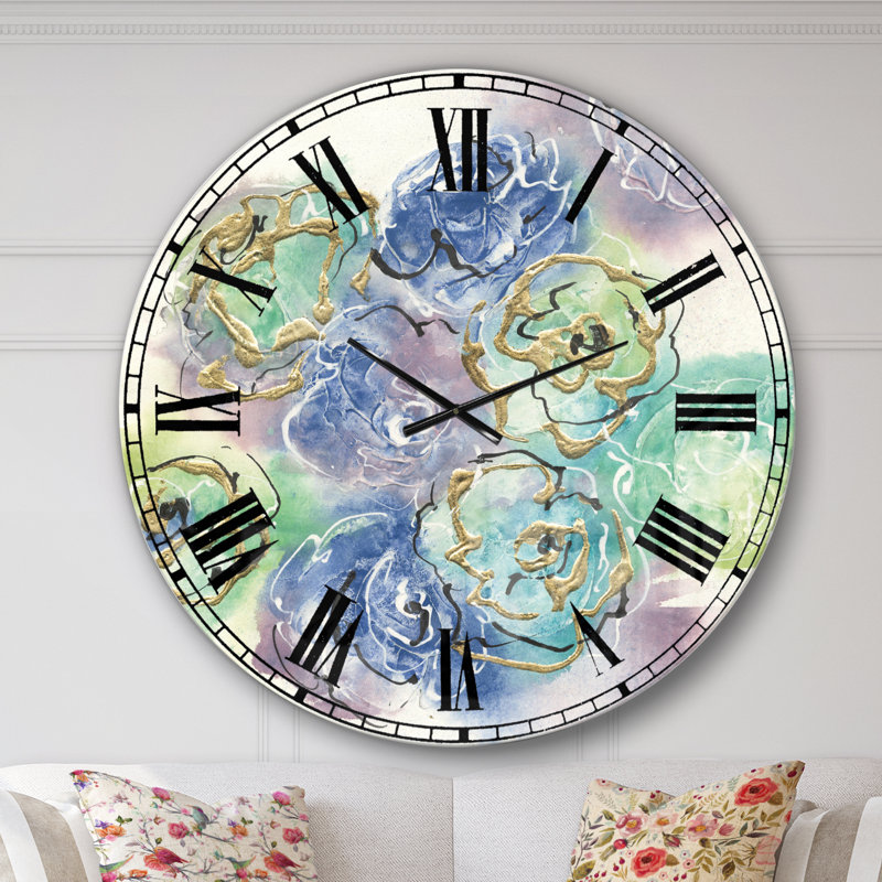 Horloge murale Pastel Foral Composition II, Surdimensionné