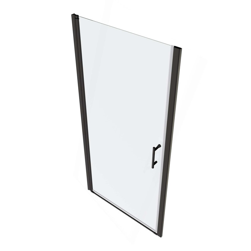 Universal Pivot Shower Door,Open Outside,With 1/4" Tempered Glass, Black