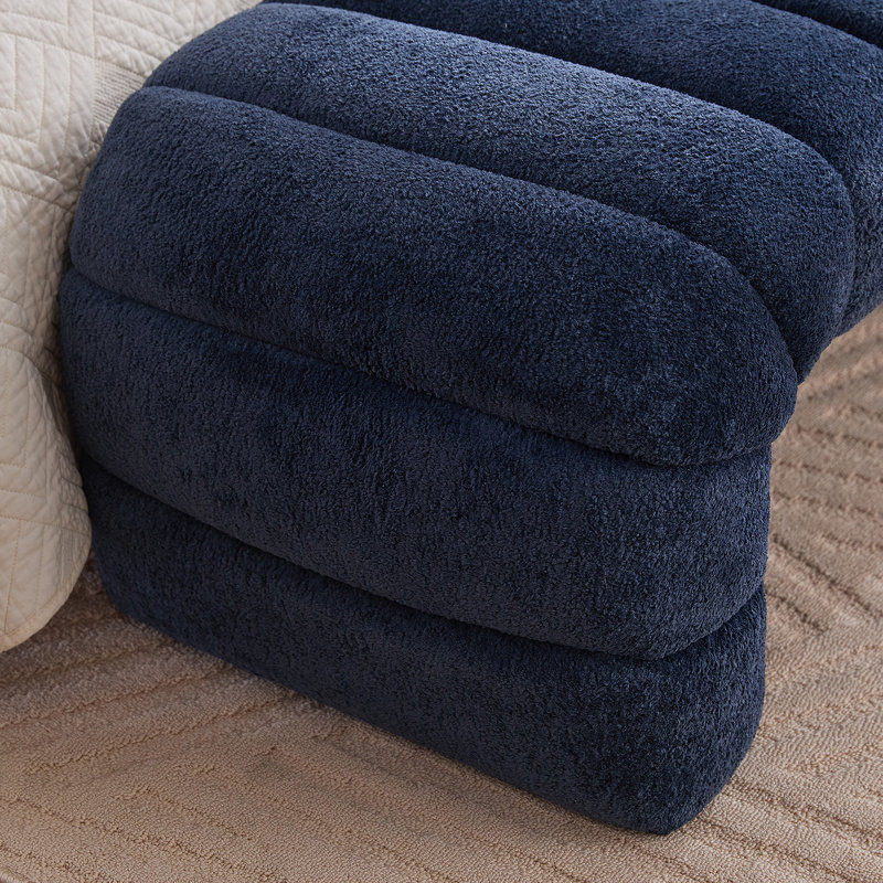 69.7"Wide Modern Upholstered Armless Bed Bench, Channel Tufted Couch Daybed Chaise, Chenille Ottoman Foot Stool For Living Room And Bedroom, Entryway, Navy