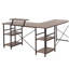 Bureau en L industriel avec tablette de rangement, couleur noyer