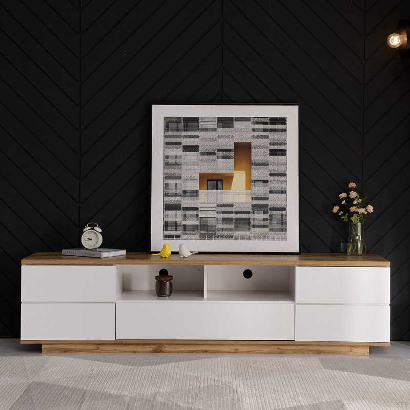 Meuble télé moderne pour téléviseur , Blanc/naturel