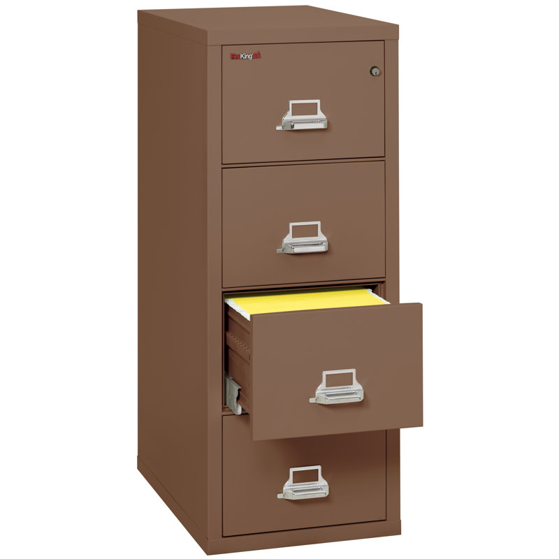 Classeur vertical 4 tiroirs ininflammable, Brun clair, Verrou à combinaison inviolable, H 52,75 po x l 20,81 po x P 31,56 po 