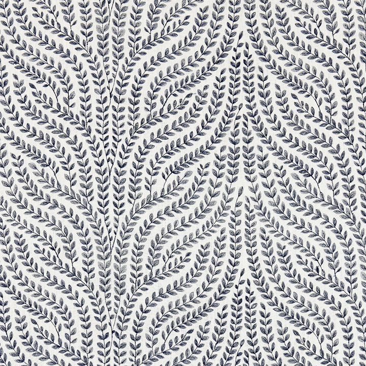 Tissu brodé Botanica, Bleu marine
