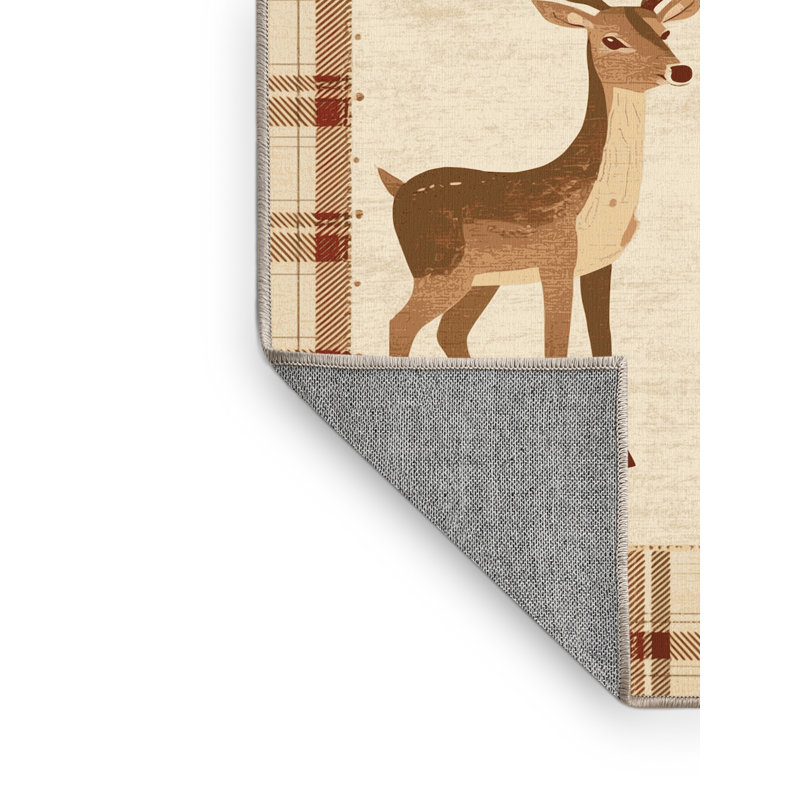 Tapis beige moderne et contemporain lavable à la machine Ritner Christmas - beige, 6 x 9