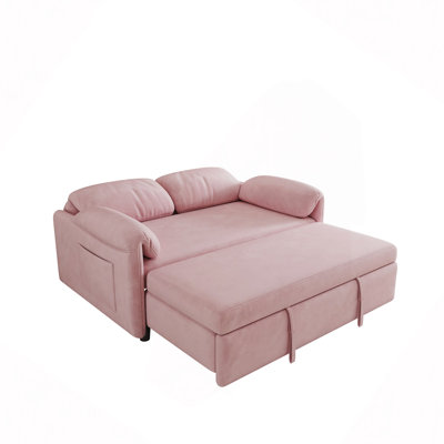 Canapé à l'avant: canapé-lit en velours de 54 po pour espaces de vie polyvalents, avec lit escamotable