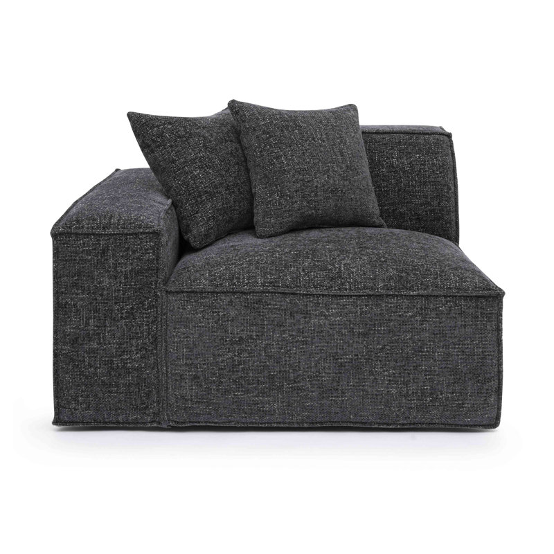 Chaise de coin Cherylee Chenille Basketweave LAF, Chenille gris charbon