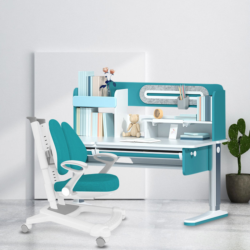 Ensemble de bureau et chaise de 44 po de largeur, Bleu paon