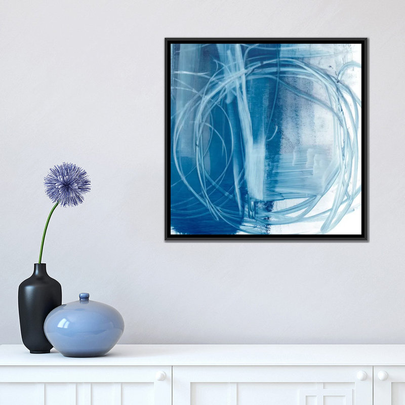 « indigo expression iii », reproduction d’impression sur toile, H 18 po x l 18 po x P 1,5 po, Toile avec cadre noir
