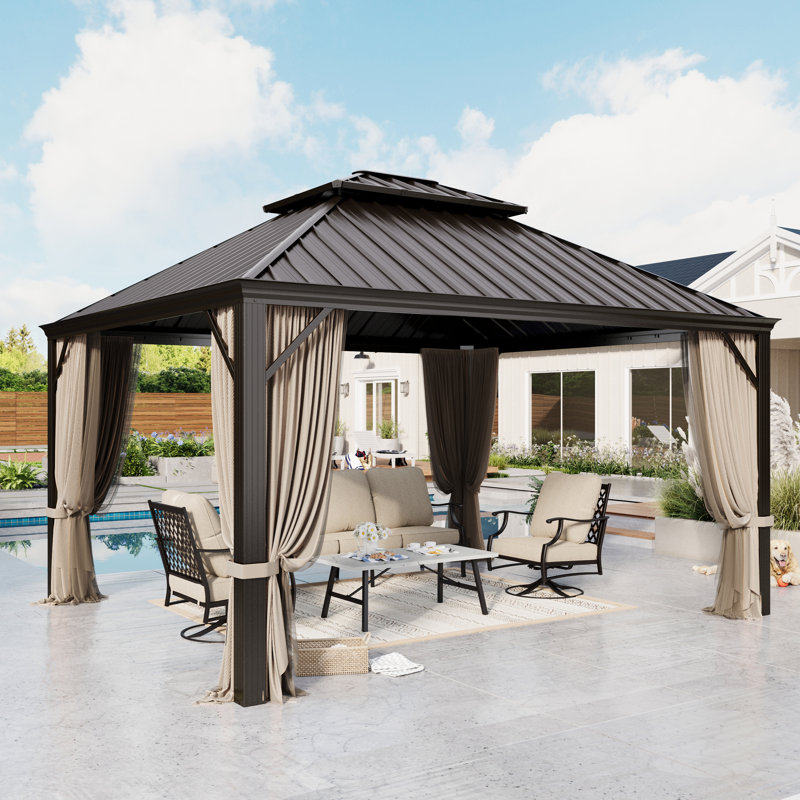 12x14 Hardtop Double-roofed Aluminum Patio Gazebo