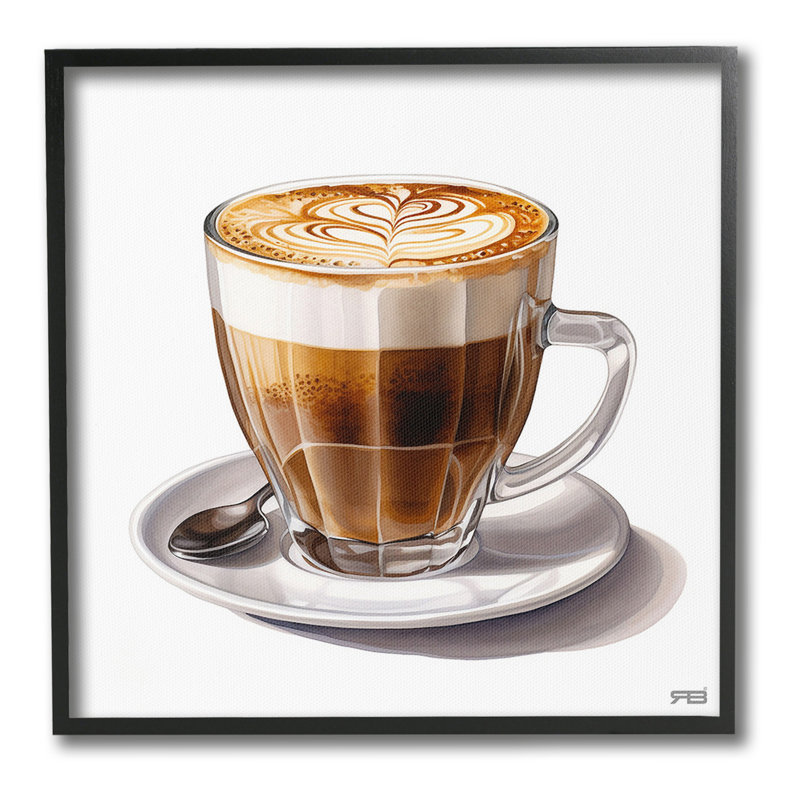 Latte with Milk Pattern Framed Giclee Art by RB, Midnight Black Framed Giclee, 24" H x 24" W