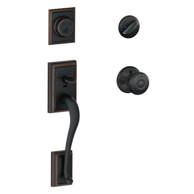 Addison Handleset with Single Cylinder Deadbolt and Georgian Door Knob and Rosette