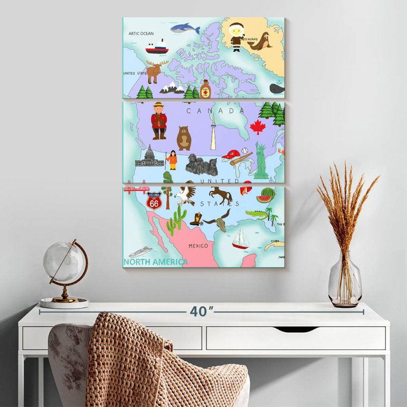Continents d'Aliaz en Amérique du Nord, H 32 po x l 20 po