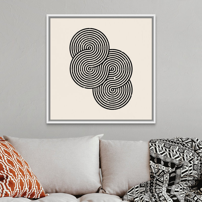 RetroGeo - Swirls II - reproduction sur toile, Cadre flottant blanc, H 38 po x l 38 po x P 1,75 po