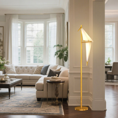 Modern Single Origami Bird Floor Lamp With Led Light 