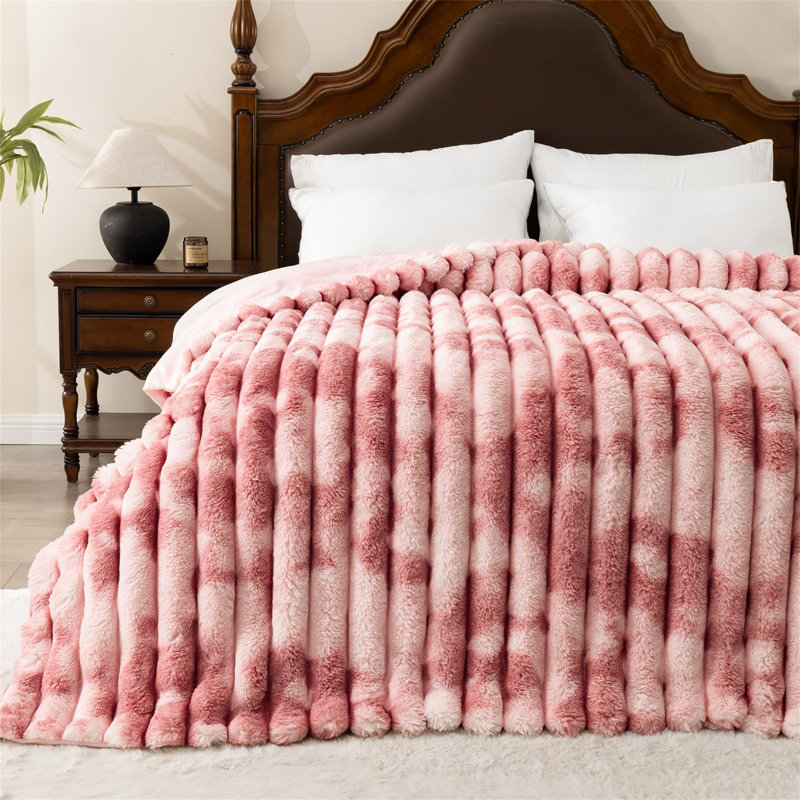 Machine Woven Throw Blanket, Pink