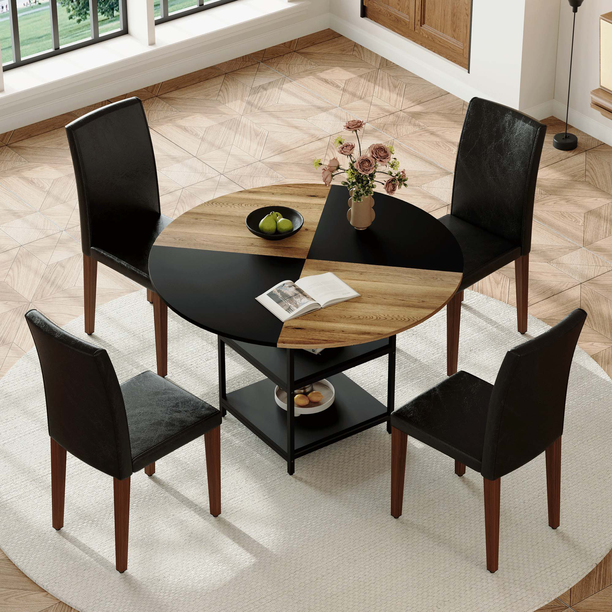 Latitude Run® Table And Chair Set,Modern Circular Dining Table - Double ...