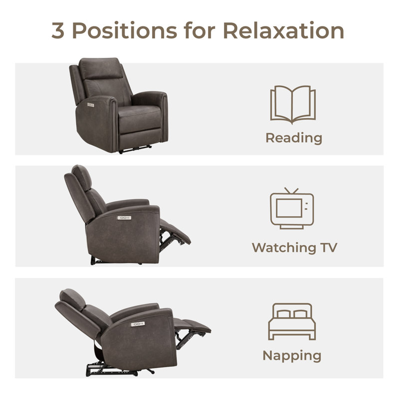 Zero Wall Vegan Leather Power Recliner, Chocolate